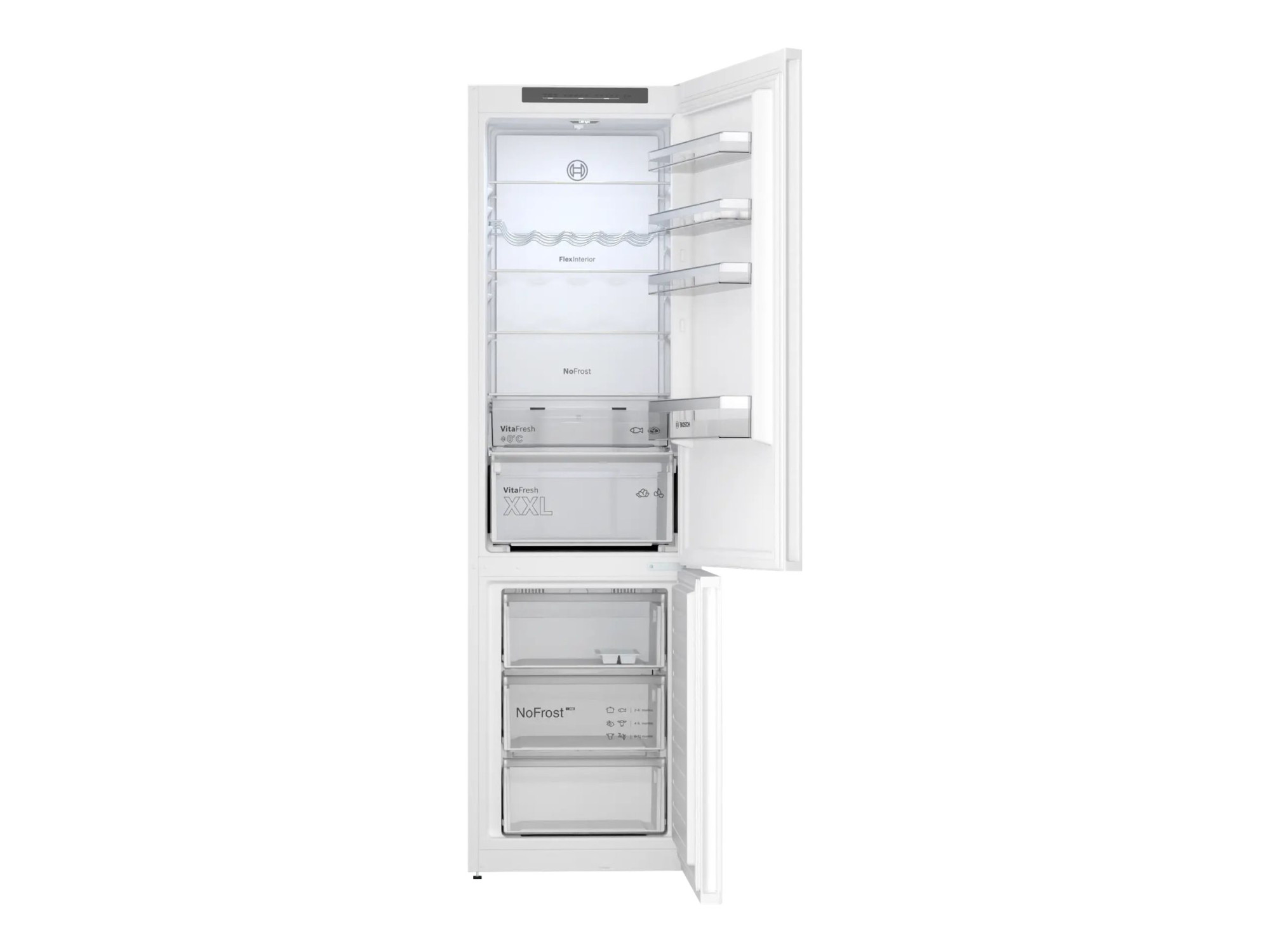 Bosch | Refrigerator | KGN392WDF Series 4 | Energy efficiency class D | Free standing | Combi | Height 203 cm | No Frost system | Fridge net capacity 260 L | Freezer net capacity 103 L | 35 dB | White - Image 5