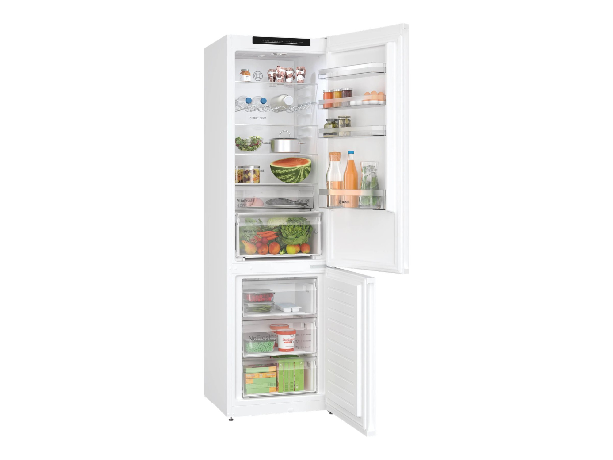 Bosch | Refrigerator | KGN392WDF Series 4 | Energy efficiency class D | Free standing | Combi | Height 203 cm | No Frost system | Fridge net capacity 260 L | Freezer net capacity 103 L | 35 dB | White - Image 7
