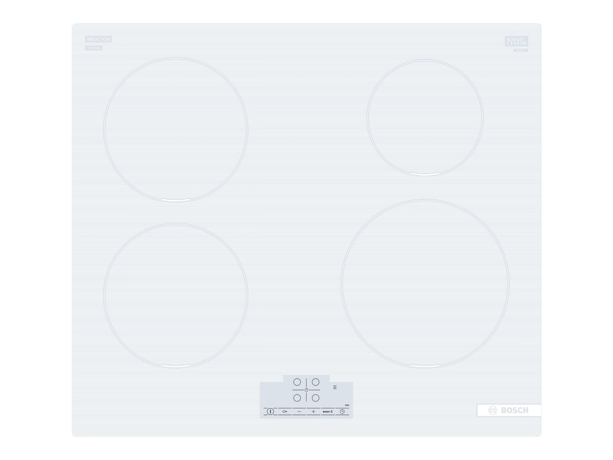 Bosch | Hob | PUE612BB1J | Induction | Number of burners/cooking zones 4 | Touch | Timer | White - Image 2