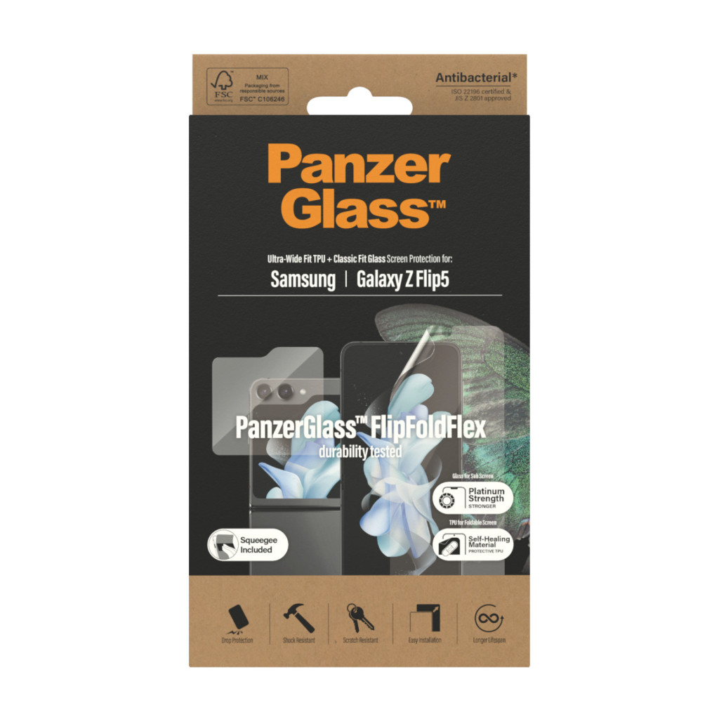 PanzerGlass | Screen protector | Samsung | Z flip5 CF AB | Thermoplastic polyurethane (TPU); Tempered glass; Polyethylene terephthalate (PET) | Transparent - Image 3