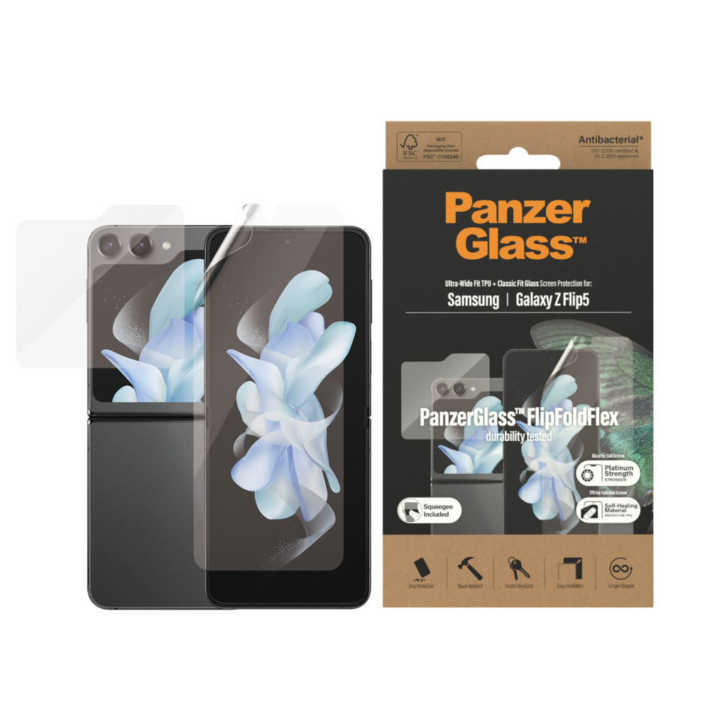 PanzerGlass | Screen protector | Samsung | Z flip5 CF AB | Thermoplastic polyurethane (TPU); Tempered glass; Polyethylene terephthalate (PET) | Transparent - Image 5