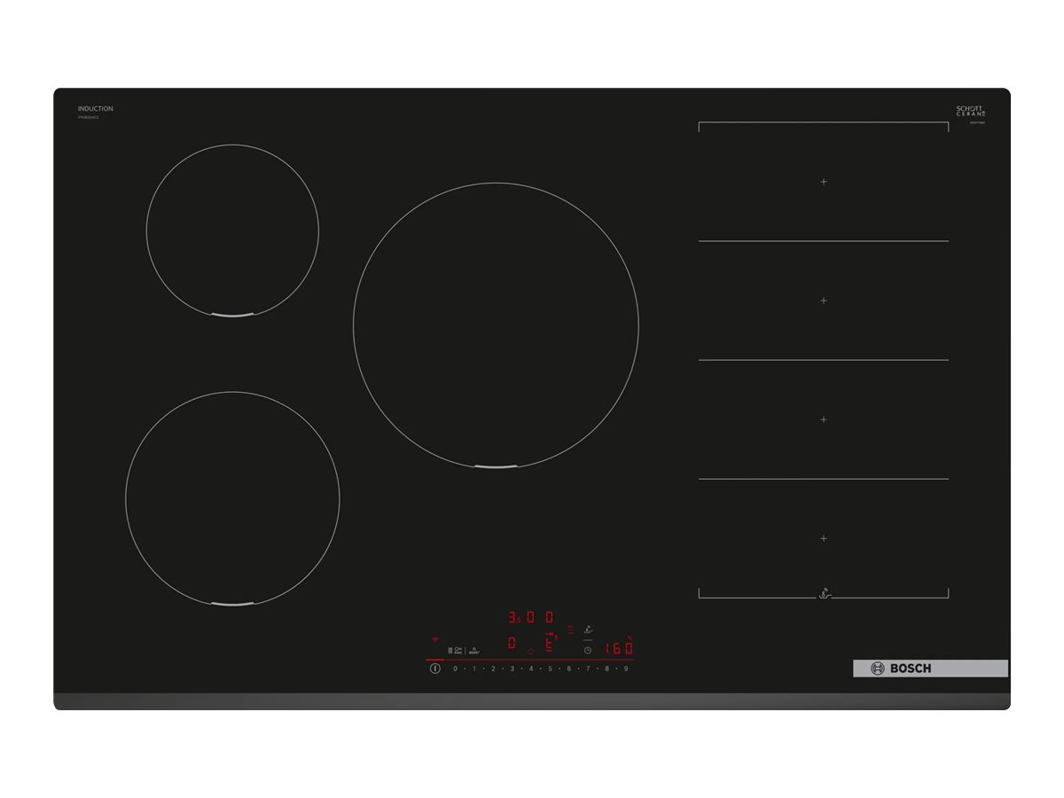 Bosch | Hob | PXV831HC1E | Induction | Number of burners/cooking zones 5 | Touch | Timer | Black