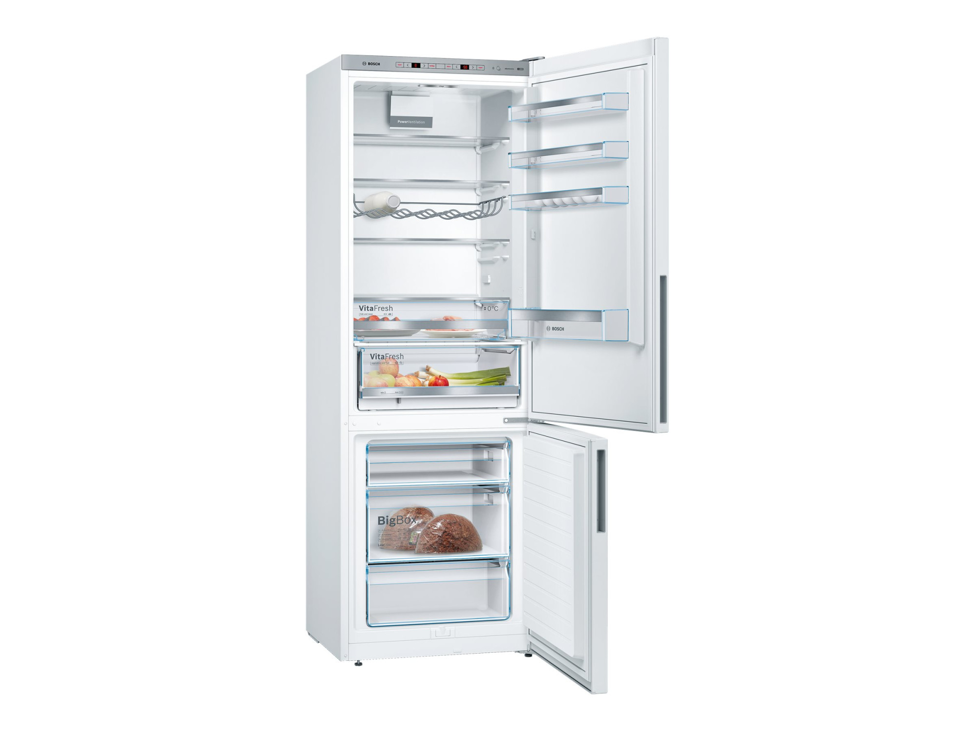 Bosch | Refrigerator | KGE49AWCA | Energy efficiency class C | Free standing | Combi | Height 201 cm | Fridge net capacity 302 L | Freezer net capacity 117 L | 38 dB | White - Image 4