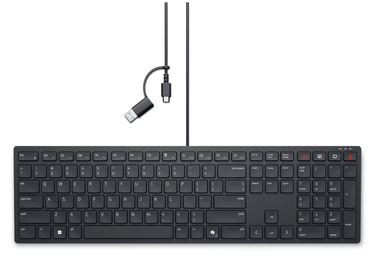 Dell | Collaboration Keyboard | KB525C | Keyboard | Wired | Russian | Black | USB-C