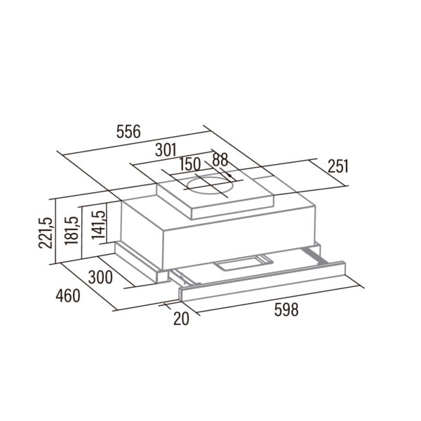CATA | Hood | TFH 6630 X /A | Telescopic | Energy efficiency class A+ | Width 60 cm | 605 m³/h | Touch Control | LED | Stainless steel - Image 3