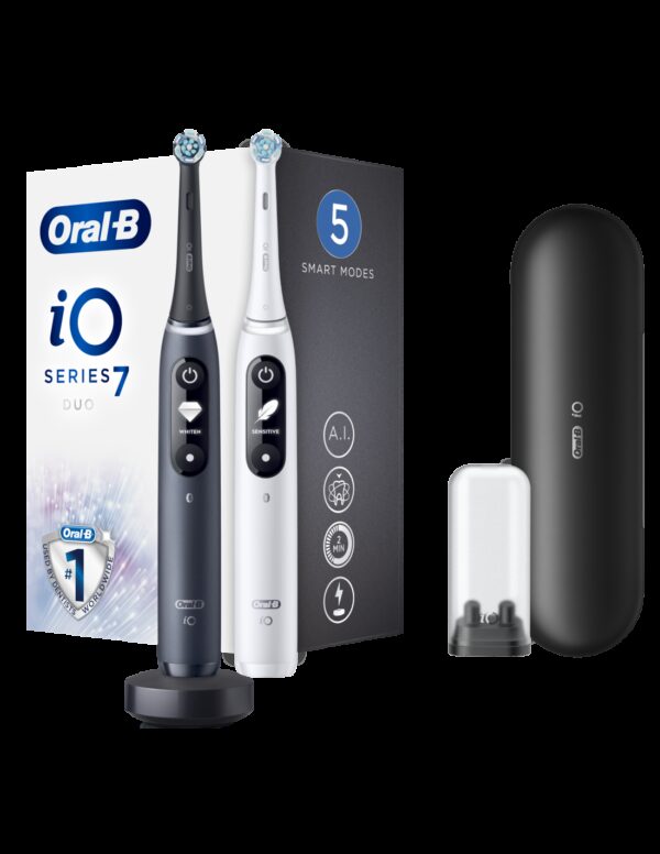 Oral-B Electric toothbrush | iO 7 Duo Pack | Rechargeable | For adults | Number of brush heads included 2 | Number of teeth brushing modes 5 | White/Black Onyx