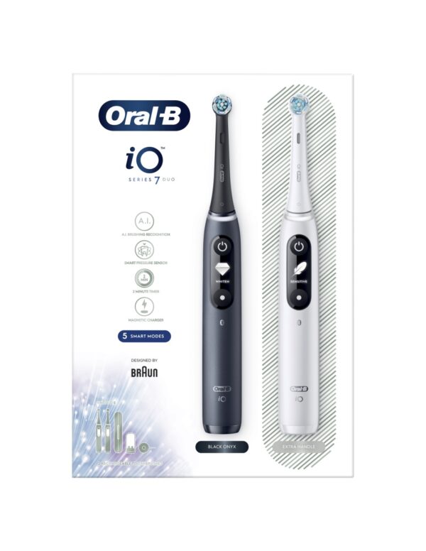 Oral-B Electric toothbrush | iO 7 Duo Pack | Rechargeable | For adults | Number of brush heads included 2 | Number of teeth brushing modes 5 | White/Black Onyx - Image 2