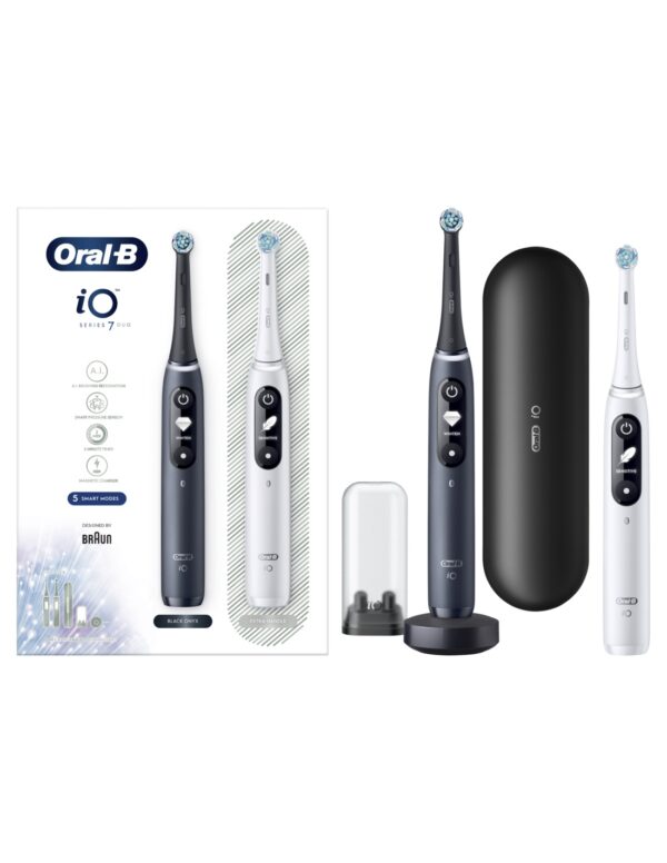 Oral-B Electric toothbrush | iO 7 Duo Pack | Rechargeable | For adults | Number of brush heads included 2 | Number of teeth brushing modes 5 | White/Black Onyx - Image 3