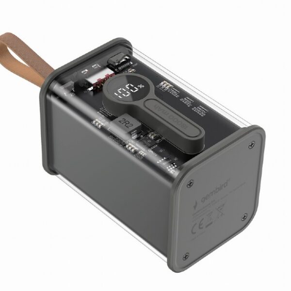 Gembird | Transparent QC3.0 Quick Charging Power Bank | PB18-TQC3-01 | 18000 mAh | Black