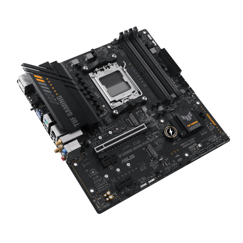 Asus | TUF GAMING A620M-PLUS WIFI | Processor family AMD | Processor socket AM5 | DDR5 DIMM | Memory slots 4 | Supported hard disk drive interfaces SATA, M.2 | Number of SATA connectors 4 | Chipset AMD A620 | Micro-ATX - Image 5