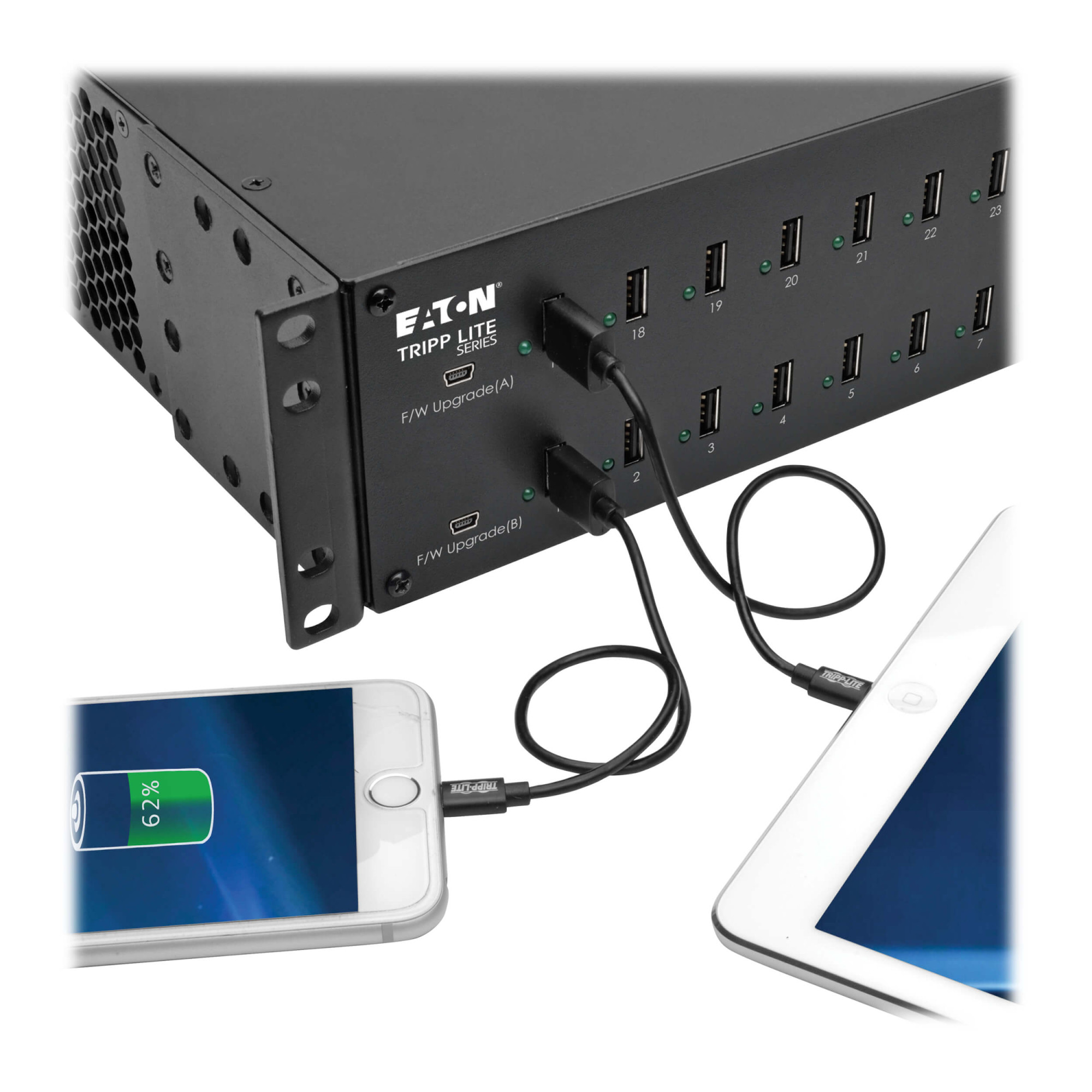 Tripp Lite 32-Port USB Charging Station with Syncing, 230V, 5V 80A (400W) USB Charger Output, 2U Rack-Mount | U280-032-RMINT - Image 3