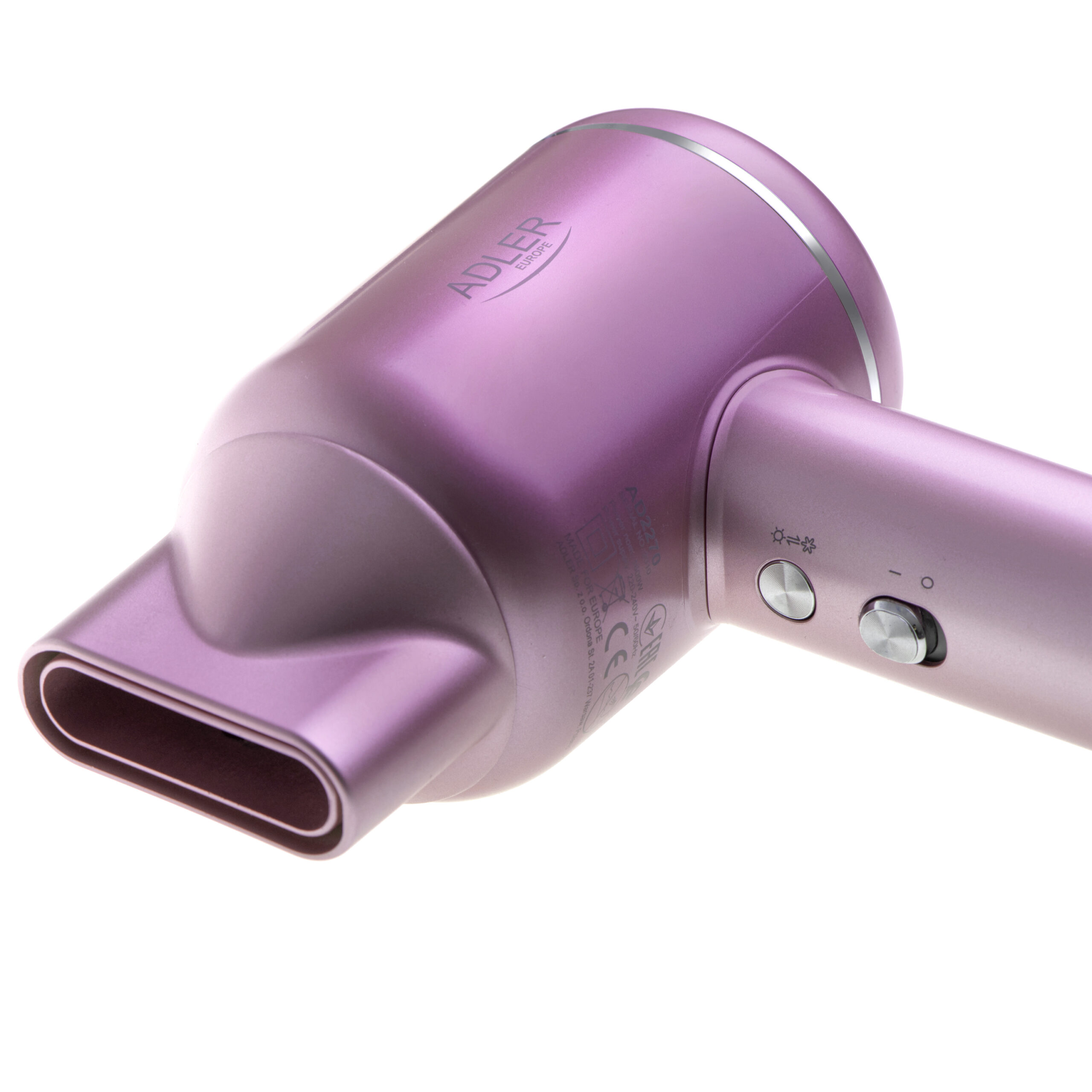 Adler Hair Dryer | AD 2270p SUPERSPEED | 1600 W | Number of temperature settings 3 | Ionic function | Diffuser nozzle | Pink - Image 13