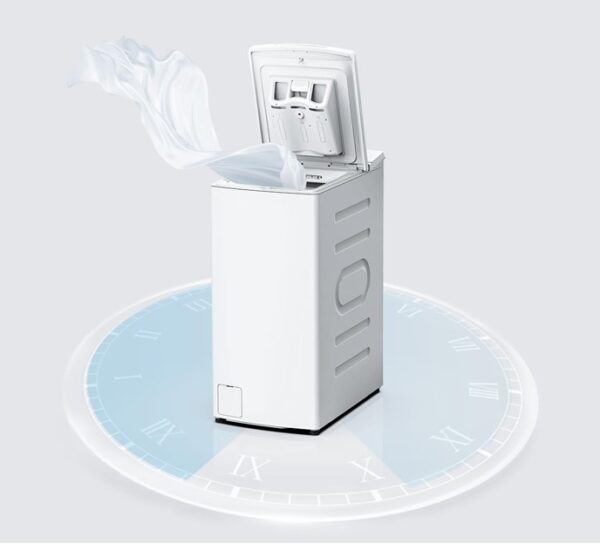 Midea Washing Machine | MF100T60B/W-HR | Energy efficiency class A | Top loading | Washing capacity 6 kg | 1200 RPM | Depth 61 cm | Width 40 cm | Display | LED | Steam function | White - Image 3