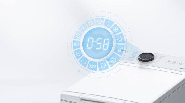 Midea Washing Machine | MF100T60B/W-HR | Energy efficiency class A | Top loading | Washing capacity 6 kg | 1200 RPM | Depth 61 cm | Width 40 cm | Display | LED | Steam function | White - Image 4