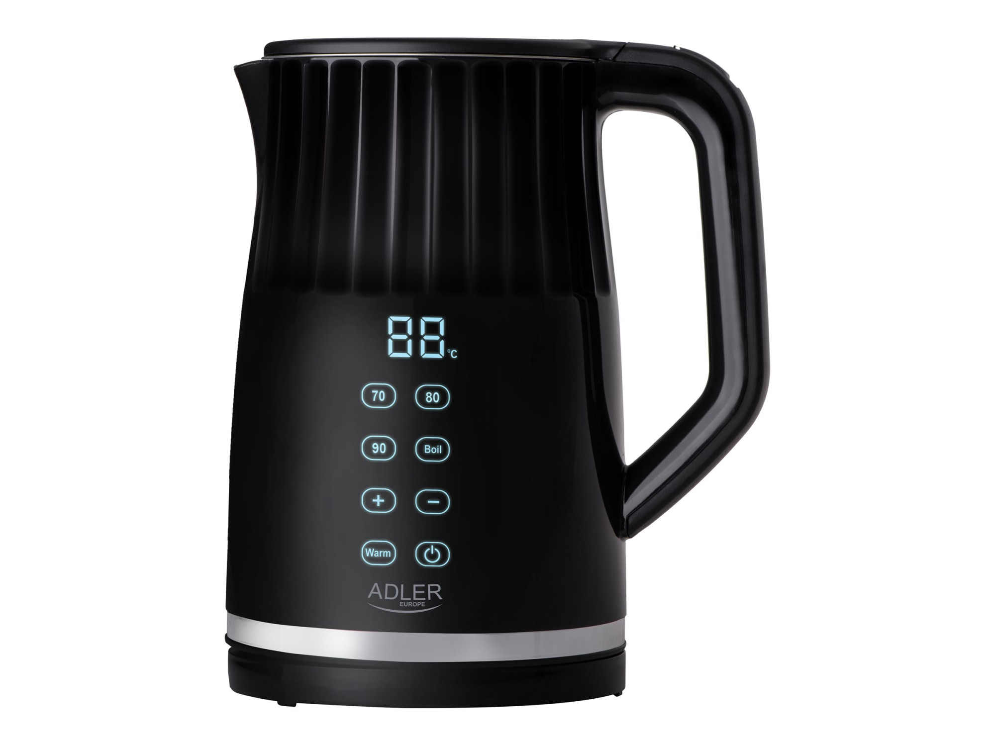 Adler Kettle with LED display | AD 1350 | Electric | 2200 W | 1.7 L | Stainless Steel | 360° rotational base | Black - Image 2