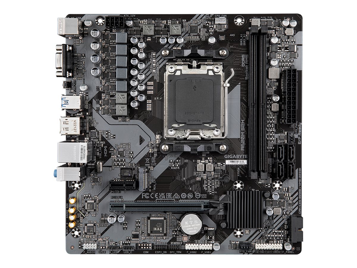 Gigabyte | A620M S2H 1.0 M/B | Processor family AMD | Processor socket AM5 | DDR5 DIMM | Memory slots 2 | Supported hard disk drive interfaces SATA, M.2 | Number of SATA connectors 4 | Chipset AMD A620 | Micro ATX - Image 4