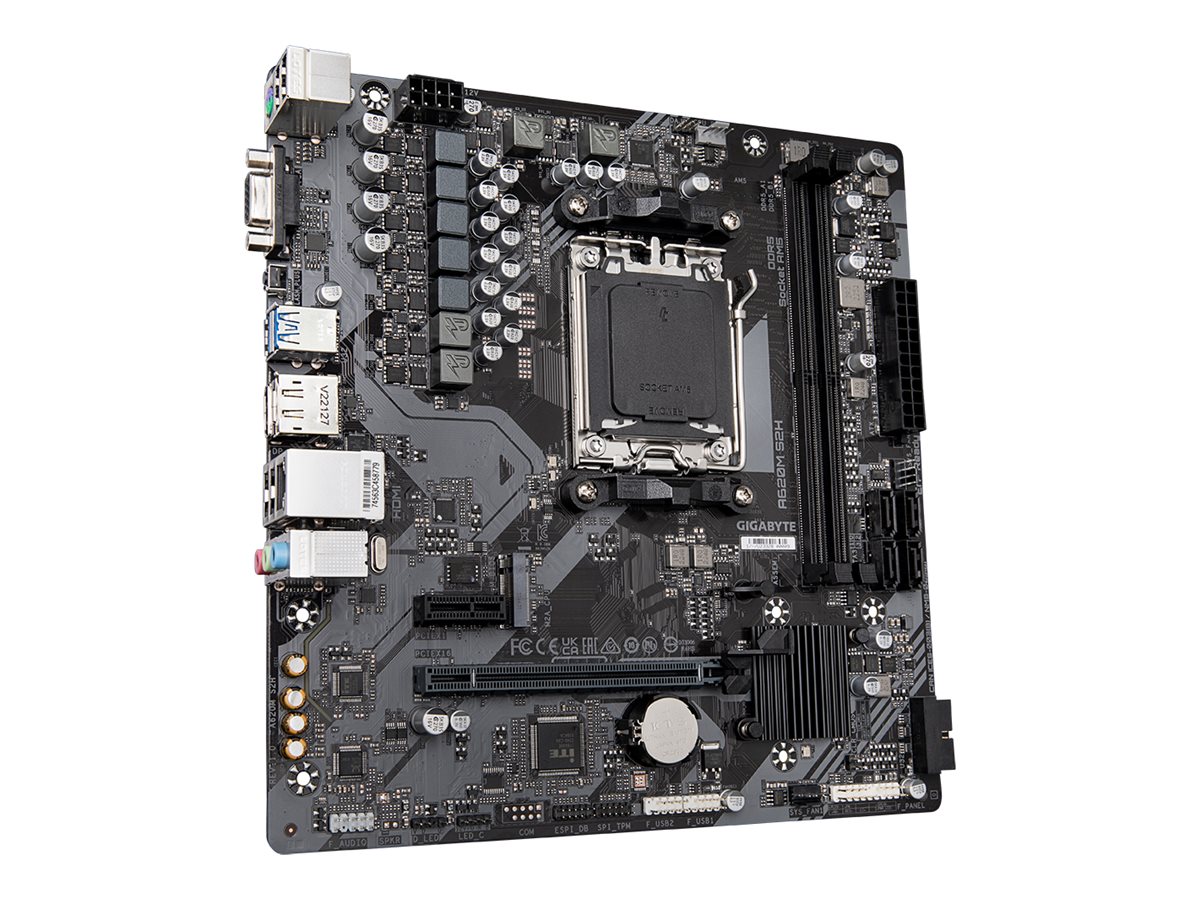 Gigabyte | A620M S2H 1.0 M/B | Processor family AMD | Processor socket AM5 | DDR5 DIMM | Memory slots 2 | Supported hard disk drive interfaces SATA, M.2 | Number of SATA connectors 4 | Chipset AMD A620 | Micro ATX - Image 6
