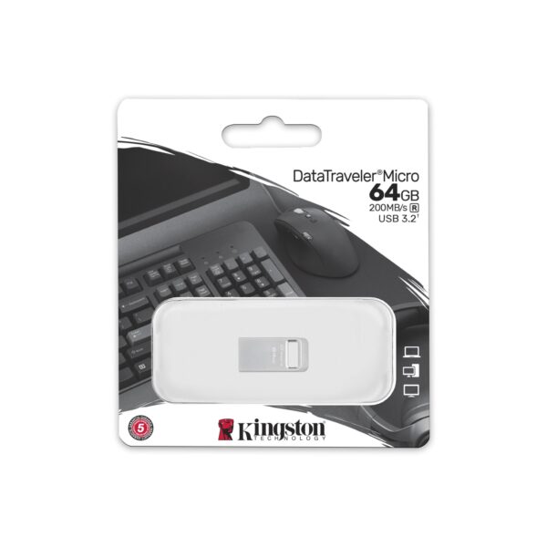 Kingston | USB 3.2 Flash Drive | DataTraveler micro | 64 GB | USB 3.2 | Silver - Image 5