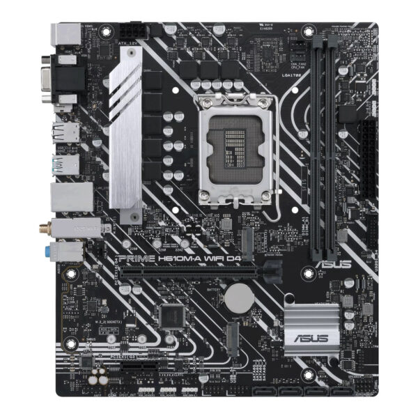 Asus | PRIME H610M-A WIFI D4 | Processor family Intel | Processor socket LGA1700 | DDR4 DIMM | Memory slots 2 | Supported hard disk drive interfaces SATA, M.2 | Number of SATA connectors 4 | Chipset Intel H610 | mATX