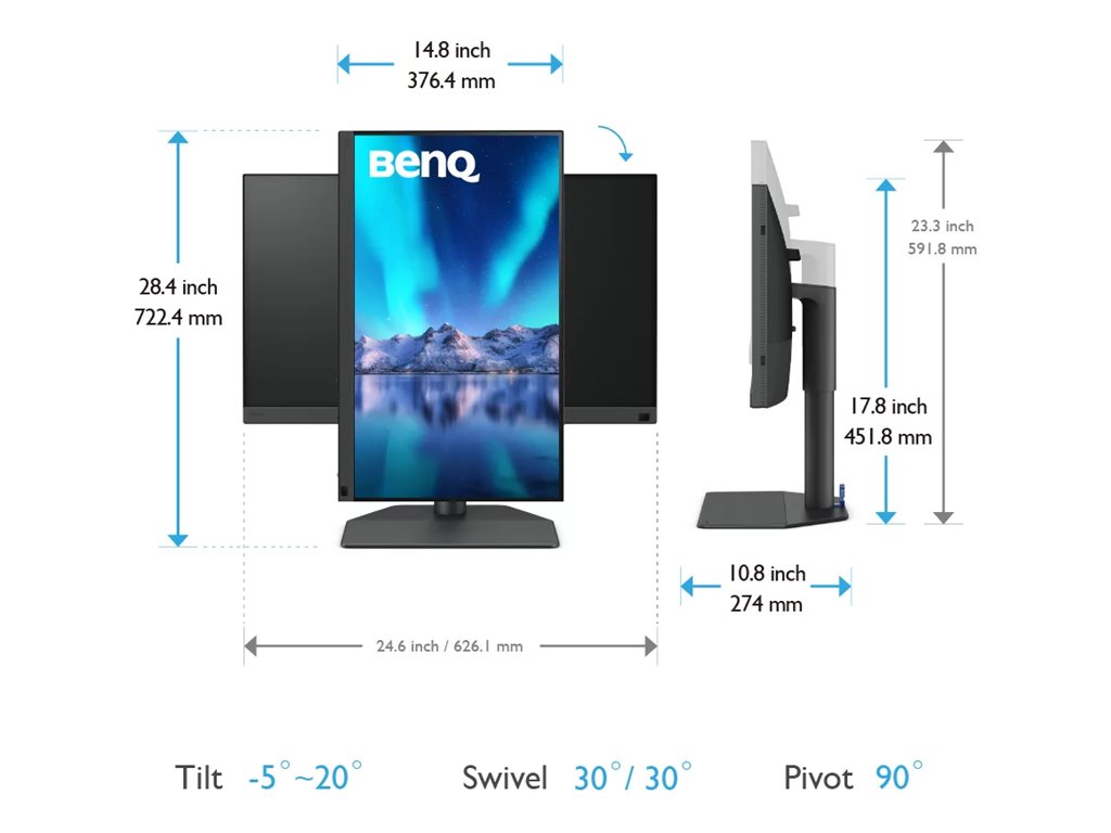 Benq | Monitor | SW272Q | 27 " | IPS | 16:9 | 60 Hz | 5 ms | 2560 x 1440 pixels | 300 cd/m² | HDMI ports quantity 2 | Black - Image 8