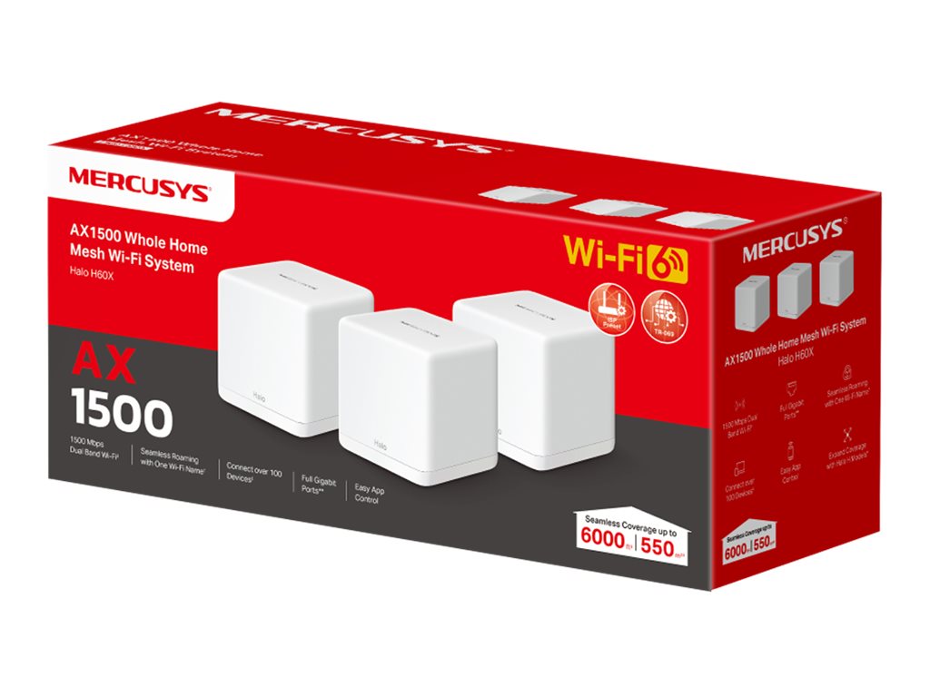AX1500 Whole Home Mesh WiFi 6 System | Halo H60X (3-pack) | 802.11ax | 10/100/1000 Mbit/s | Ethernet LAN (RJ-45) ports 1 | Mesh Support Yes | MU-MiMO Yes | No mobile broadband - Image 5