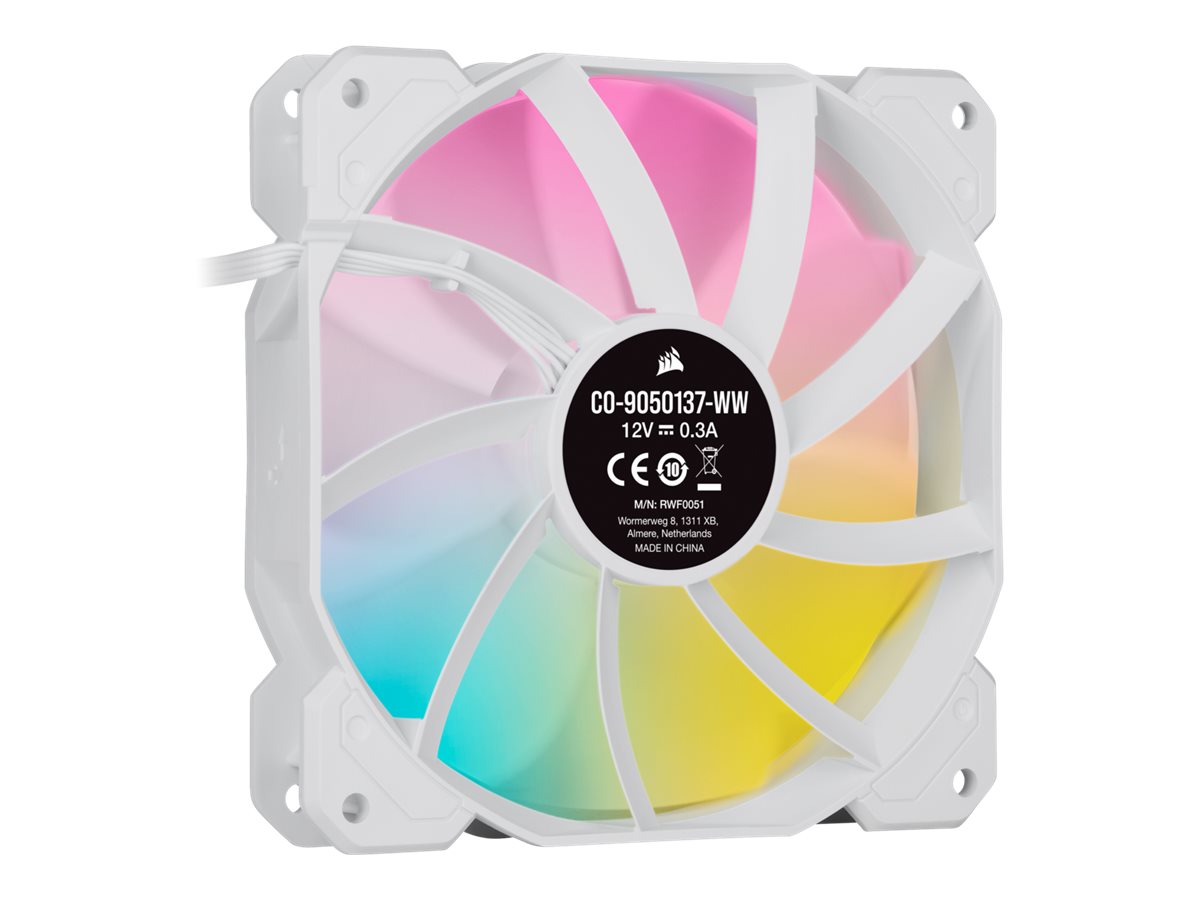 Corsair | 120mm White PWM Fan, Triple Pack with Lighting Node CORE | iCUE SP120 RGB ELITE Performance | Case Fan - Image 6