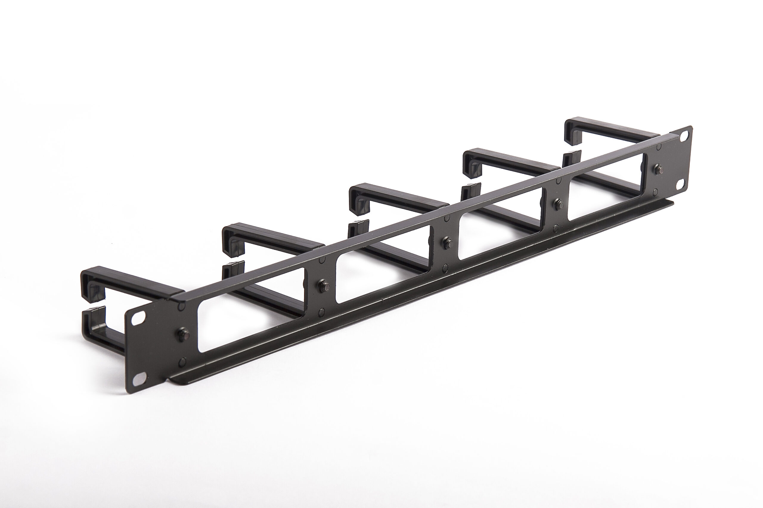 SOMI Networks | 19“ Cable Management Bar with 5pcs Plastc Rings | CMB-02 | Black | Ring Diameter 45x70mm; Holes in the Panel - Image 3