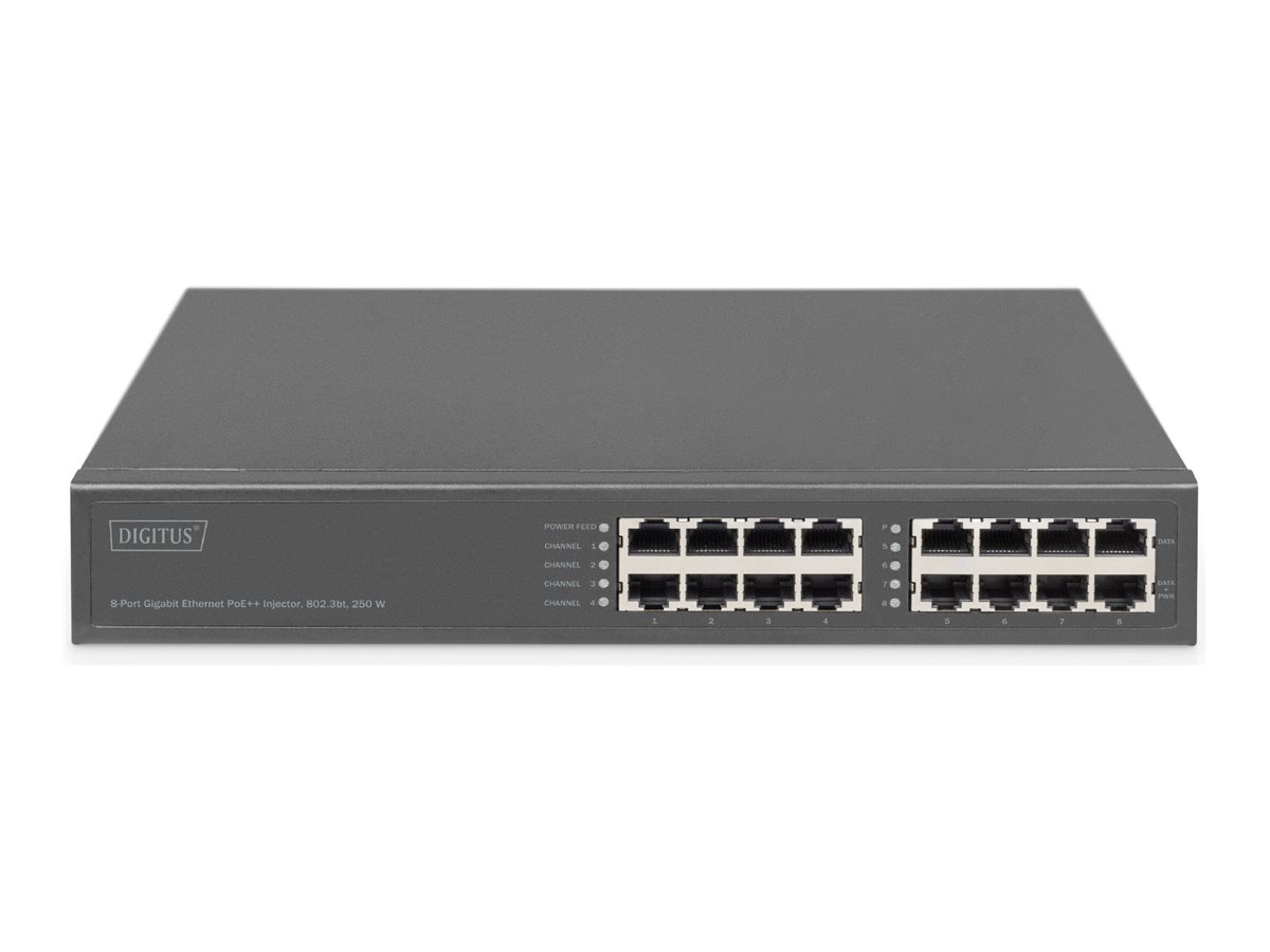 8-Port Gigabit Ethernet PoE Injector, 802.3bt, 250 W | DN-95118 - Image 2