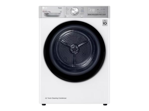 LG | Dryer Machine | RH90V9AV2QR | Energy efficiency class A+++ | Front loading | 9 kg | LED | Depth 69 cm | Wi-Fi | White - Image 2