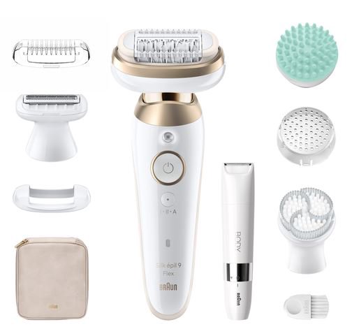 Braun Epilator | SES9-481 Silk épil 9 Flex 3D | Operating time (max) 50 min | Number of power levels 2 | Wet & Dry | White/Gold