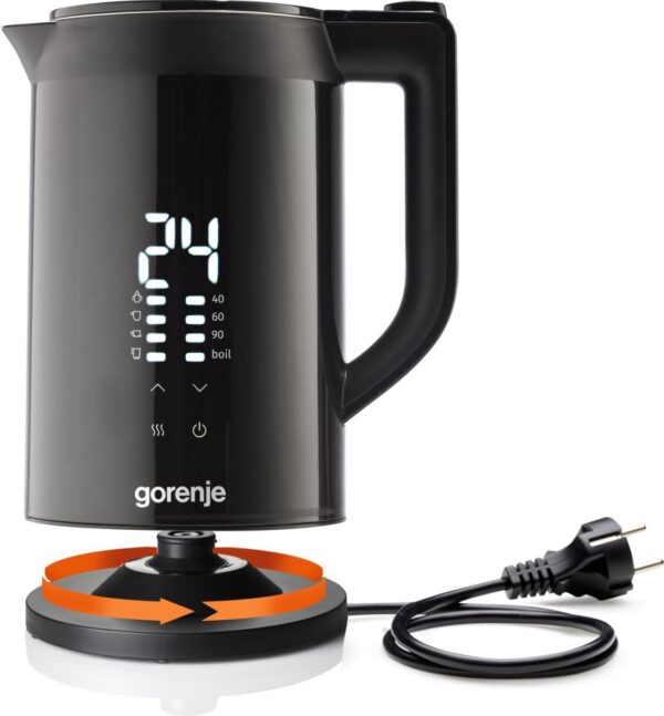 Gorenje Kettle | K17DWDII | Electric | 2200 W | 1.7 L | Stainless Steel | 360° rotational base | Black - Image 3
