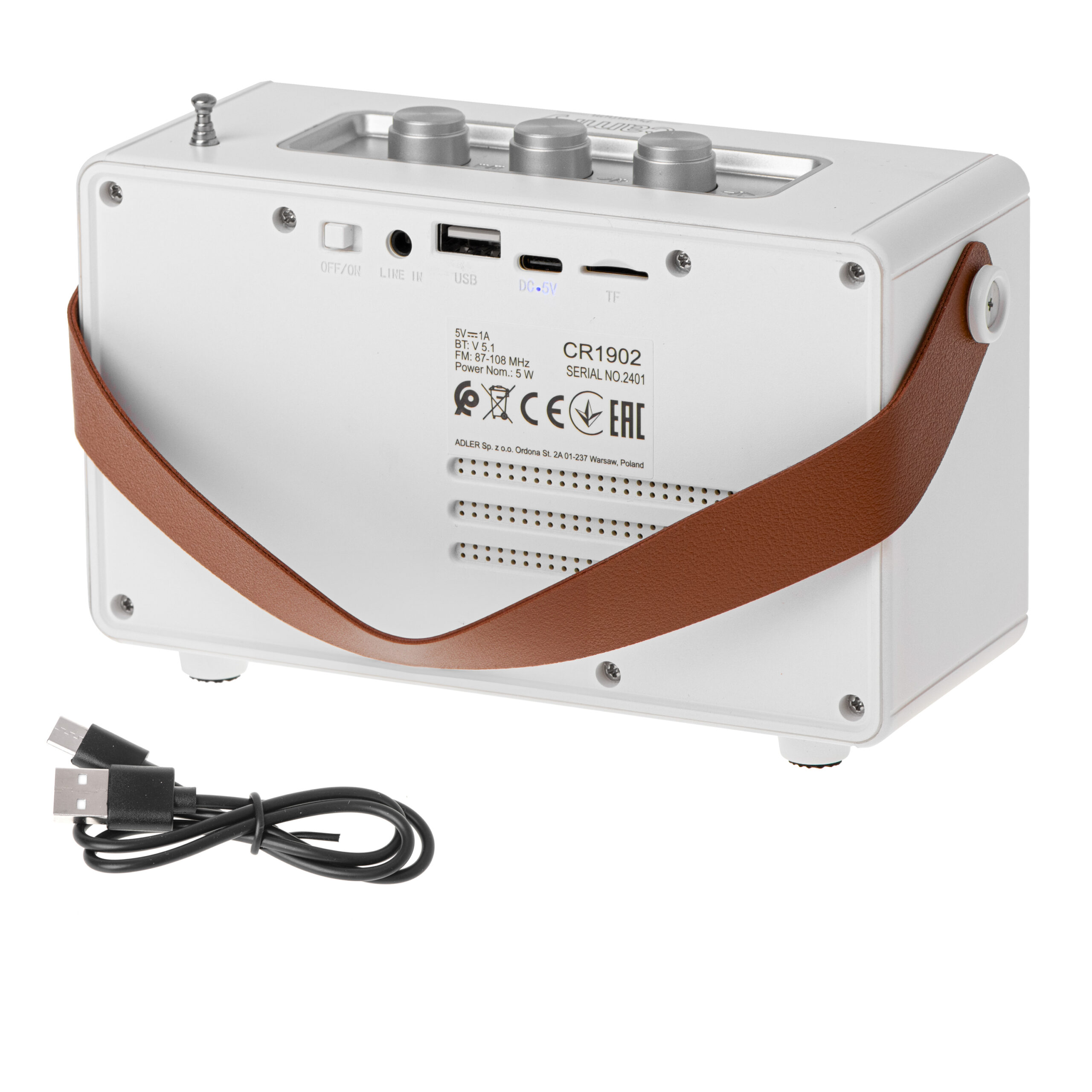 Camry | Speaker with radio | CR 1902 W | White | Wireless connection - Image 6