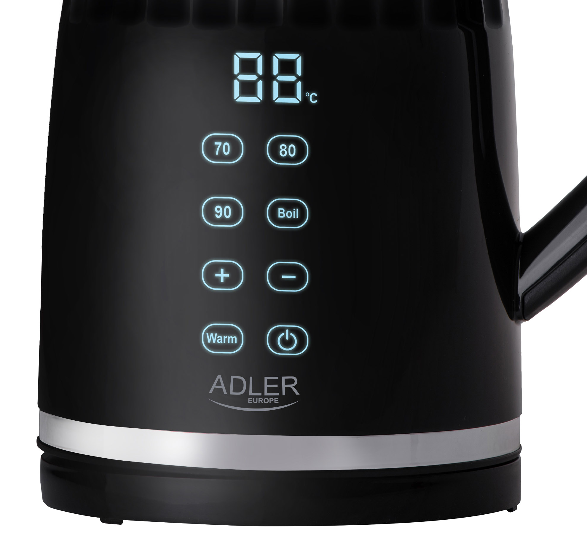 Adler Kettle with LED display | AD 1350 | Electric | 2200 W | 1.7 L | Stainless Steel | 360° rotational base | Black - Image 4