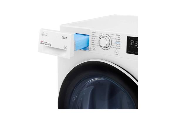 LG | Dryer Machine | RH80V3AV6N | Energy efficiency class A++ | Front loading | 8 kg | LED | Depth 69 cm | Wi-Fi | White - Image 9