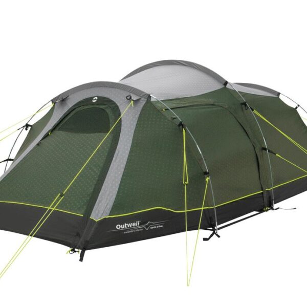 Outwell Two Room Tunnel Tent | Earth 3 Plus | 3 person(s) | Green