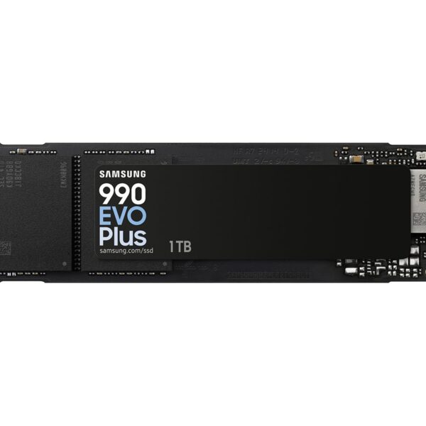 Samsung SSD | 990 EVO Plus | 1000 GB | SSD form factor M.2 2280 | Solid-state drive interface NVMe | Read speed 7250 MB/s | Write speed 6300 MB/s