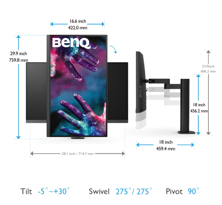 Benq | USB-C Monitor | PD3205UA | 31.5 " | IPS | UHD | 16:9 | 60 Hz | 5 ms | 3840 x 2160 | 350 cd/m² | HDMI ports quantity 1 | Black | Warranty 36 month(s) | Warranty 36 month(s) - Image 4