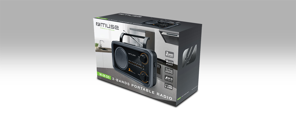 Muse | 2-bands portable radio | M-06DS | AUX in | Grey - Image 2