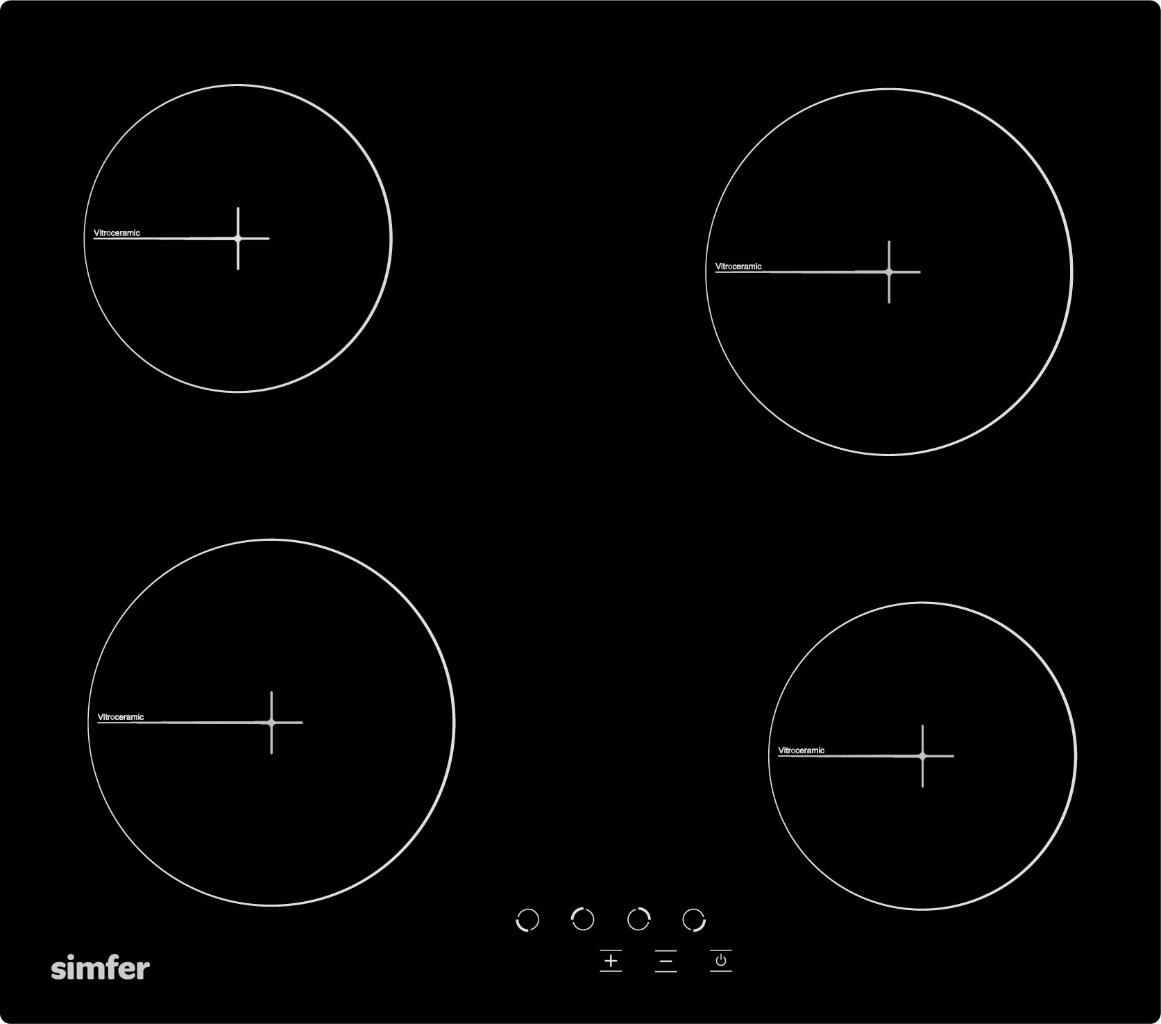 Simfer | Hob | H6.040.DECSP | Vitroceramic | Number of burners/cooking zones 4 | Touch | Black