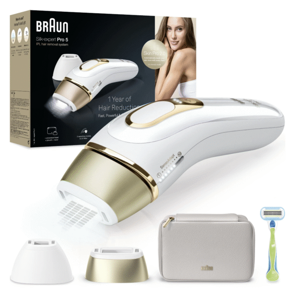 Braun Epilator | PL5152 Silk-expert Pro 5 | Bulb lifetime (flashes) 400.000 | Number of power levels 10 | Gold/White