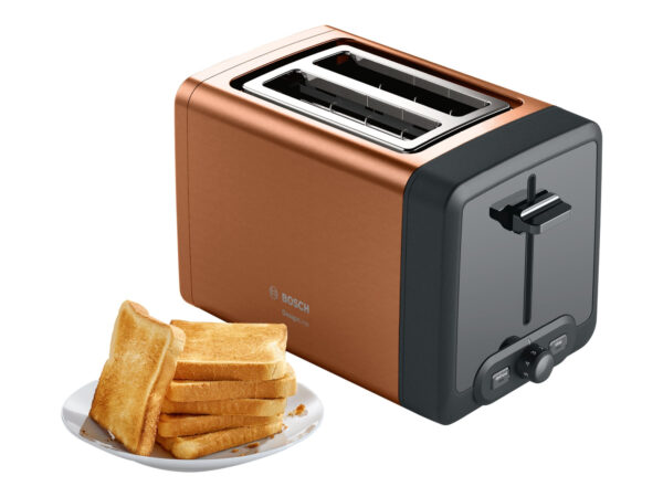 Bosch | DesignLine Toaster | TAT4P429 | Power 970 W | Number of slots 2 | Housing material Stainless Steel | Copper/Black - Image 3