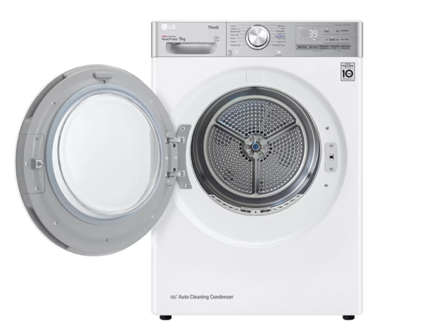 LG | Dryer Machine | RH90V9AV2QR | Energy efficiency class A+++ | Front loading | 9 kg | LED | Depth 69 cm | Wi-Fi | White - Image 3