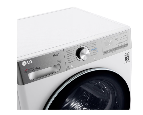 LG | Dryer Machine | RH90V9AV2QR | Energy efficiency class A+++ | Front loading | 9 kg | LED | Depth 69 cm | Wi-Fi | White - Image 6