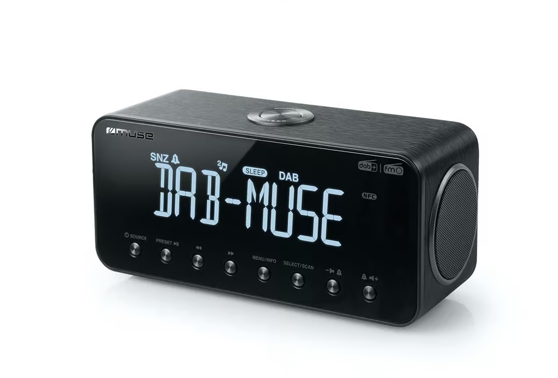 Muse | DAB+/FM Clock Radio with Bluetooth | M-196 DBT | Alarm function | NFC features | AUX in | Black