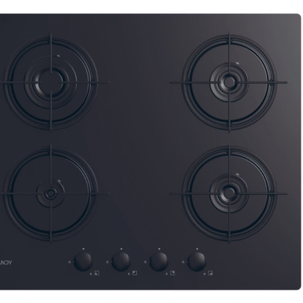 Candy Hob | CVW6BB | Gas on glass | Number of burners/cooking zones 4 | Knobs | Black