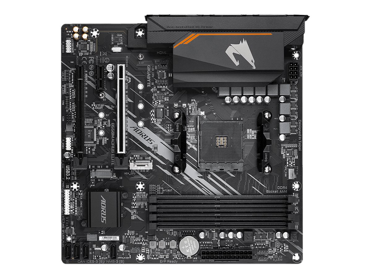 Gigabyte | B550M AORUS ELITE 1.0 | Processor family AMD | Processor socket AM4 | DDR4 DIMM | Memory slots 4 | Number of SATA connectors 4 x SATA 6Gb/s connectors | Chipset AMD B | Micro ATX - Image 2