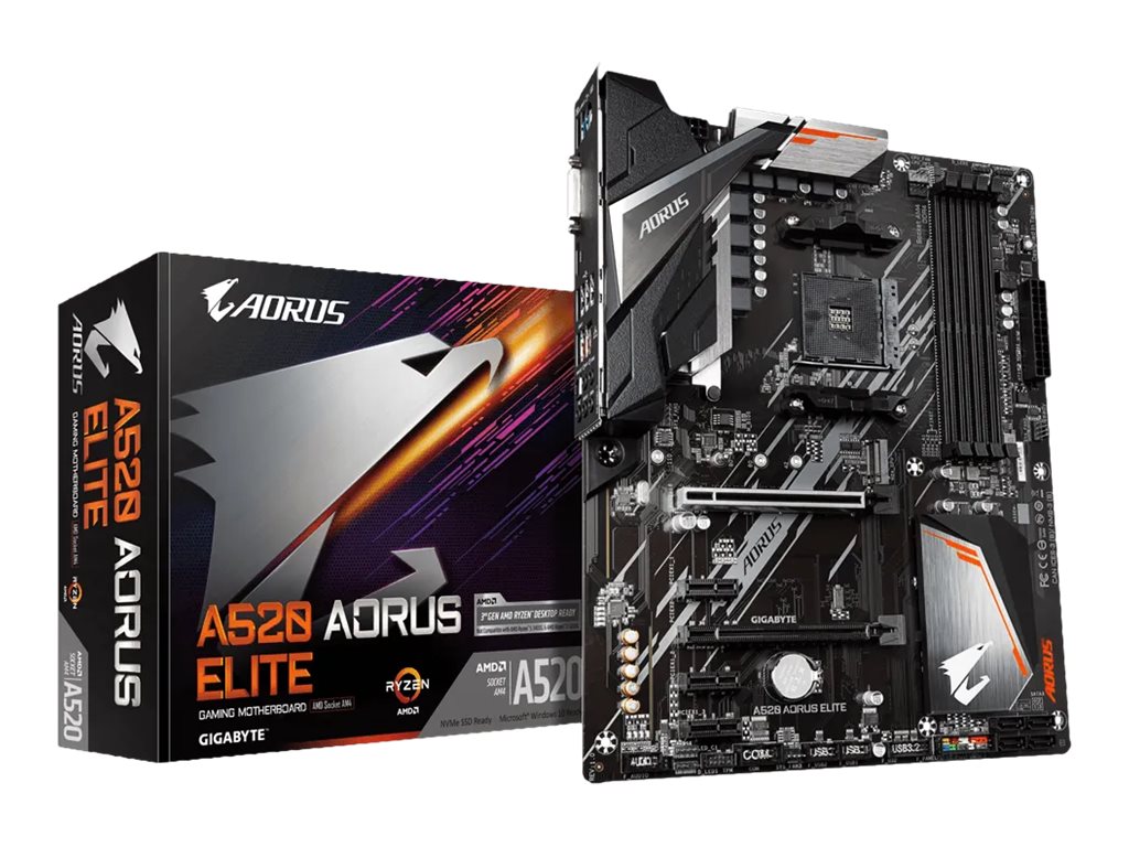 Gigabyte | A520 AORUS ELITE 1.0 | Processor family AMD | Processor socket AM4 | DDR4 DIMM | Memory slots 4 | Number of SATA connectors 4 x SATA 6Gb/s connectors | Chipset AMD A | ATX - Image 8