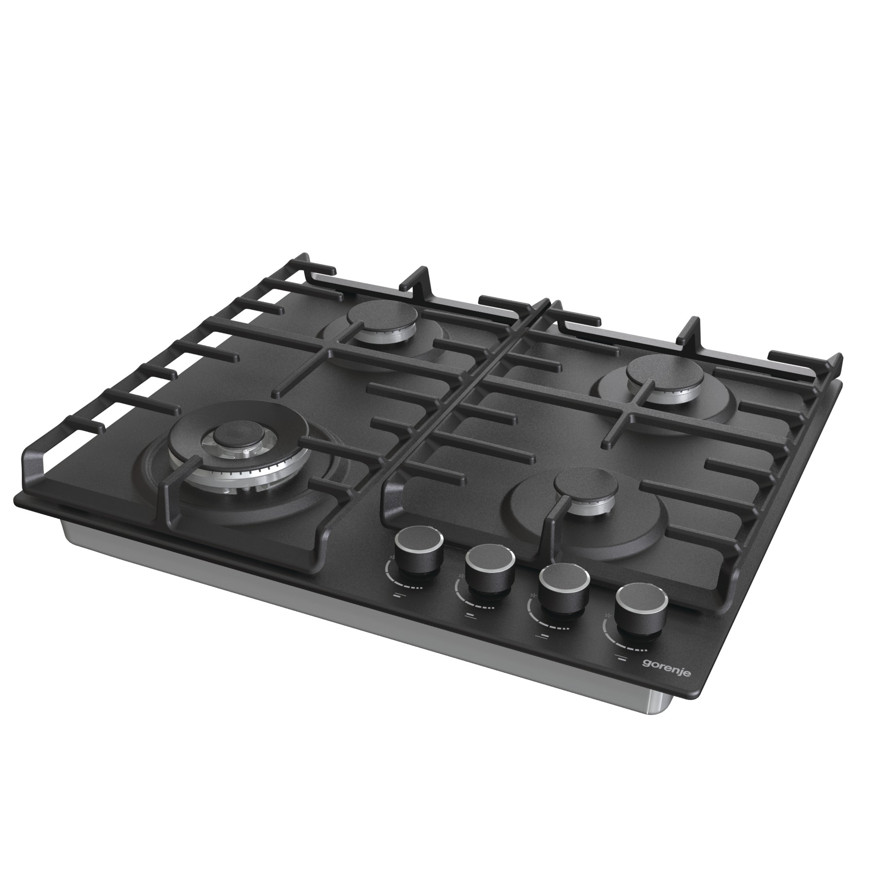 Gorenje | Hob | GW642AB | Gas | Number of burners/cooking zones 4 | Rotary knobs | Black - Image 2