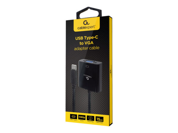 Cablexpert | USB Type-C to VGA adapter cable | A-CM-VGAF-01 | Black | USB Type-C | VGA | 0.15 m - Image 4