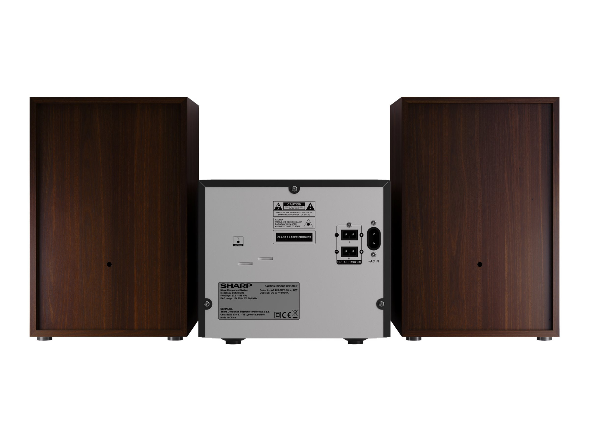 Sharp | Hi-Fi Micro System | XL-B517D(BR) | Brown | USB port | AUX in | Bluetooth | CD player | FM radio | Wireless connection - Image 10